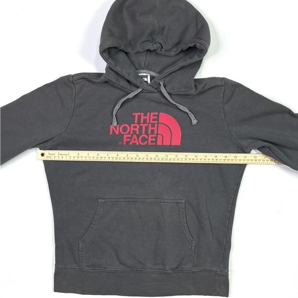 The North Face Hoodie Womens Medium Gray Sweatshirt Pullover Pink Logo Pocket - Picture 5 of 7